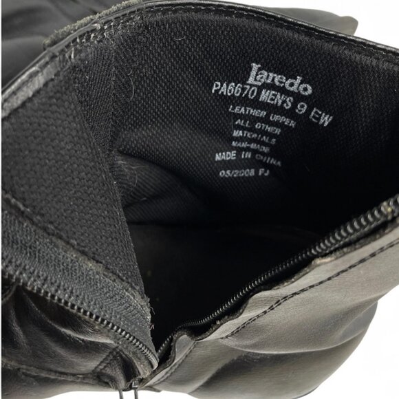 Laredo Leather Black Zip Vintage Western Biker Cowboy Ankle Boots Men's 9 EW - Picture 8 of 12